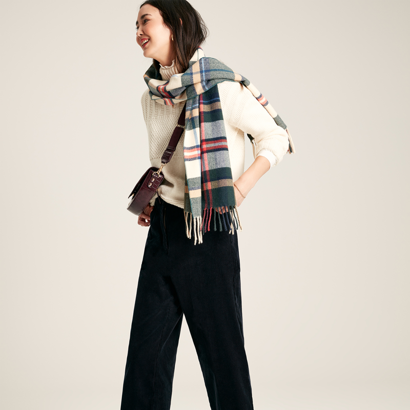 Joules Langtree Check Scarf - Green Check-4